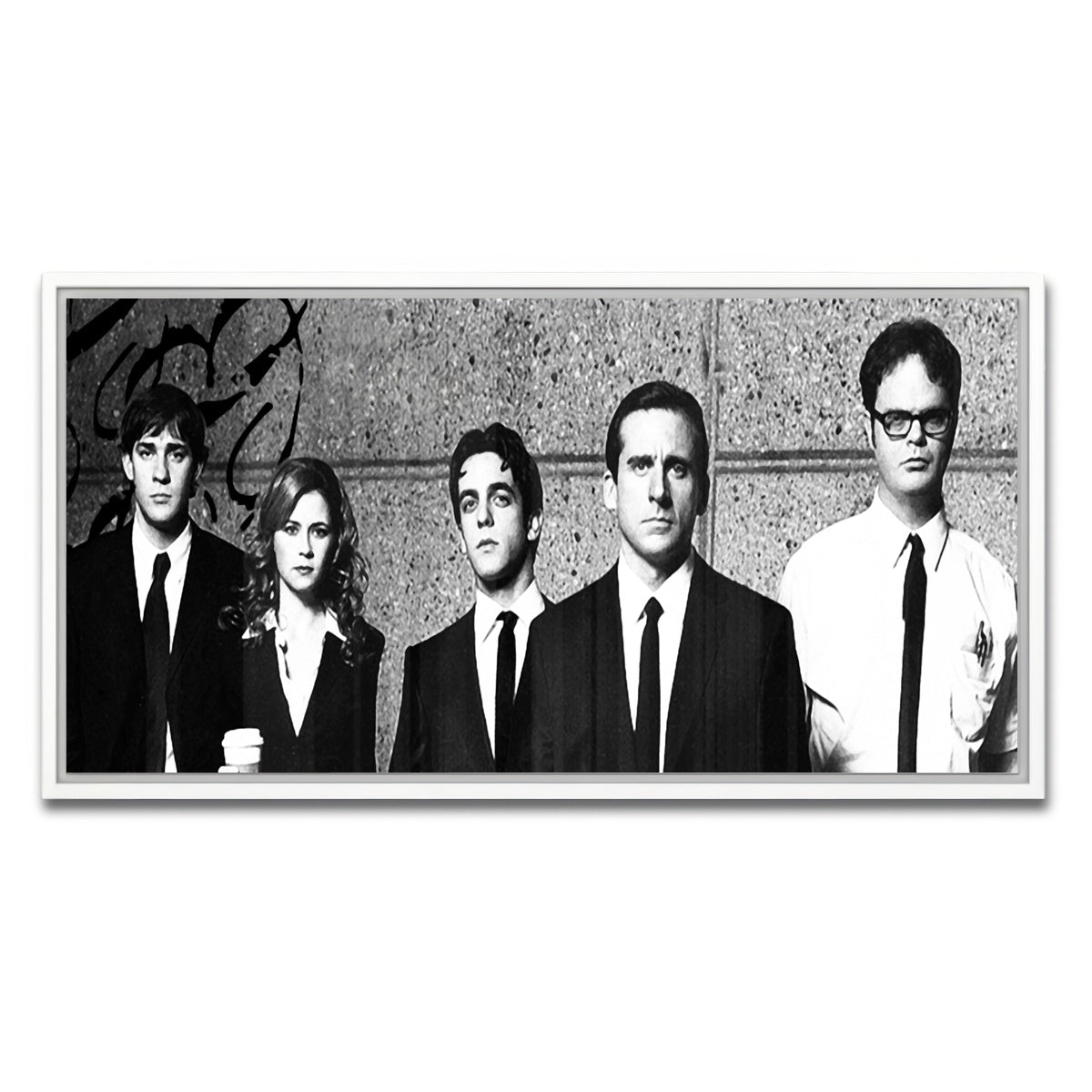 AUTO-MOCKUP WHITE | The Office Grayscale | 1 Piece | White Framed Canvas | group=2x1