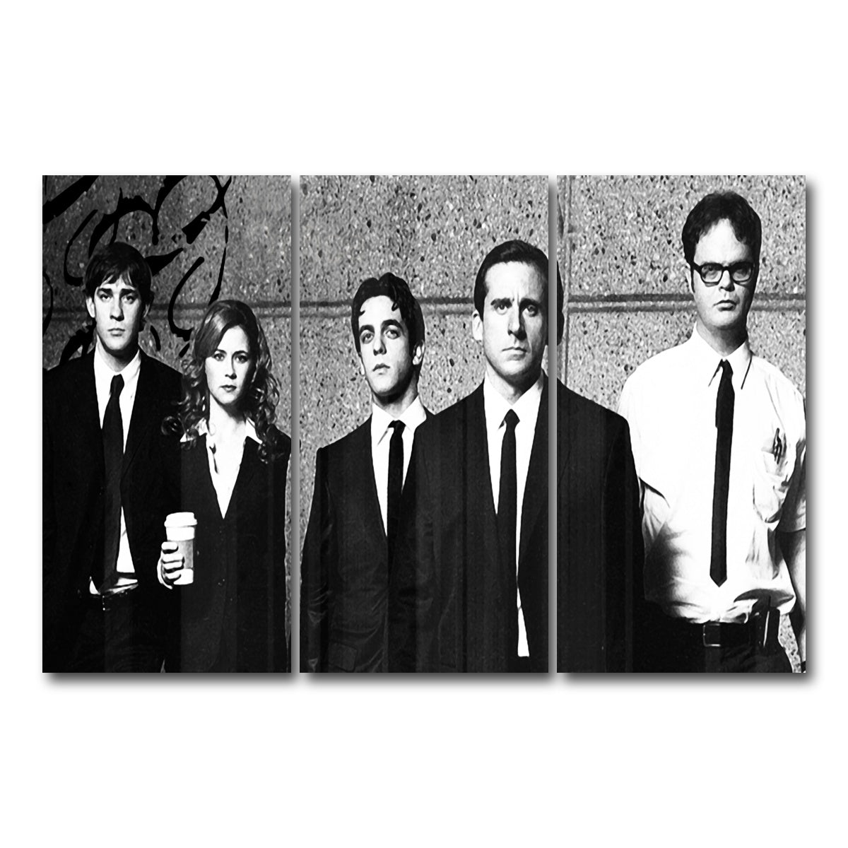 AUTO-MOCKUP WHITE | The Office Grayscale | 3 Piece | Gallery Wrap Canvas | group=12x24