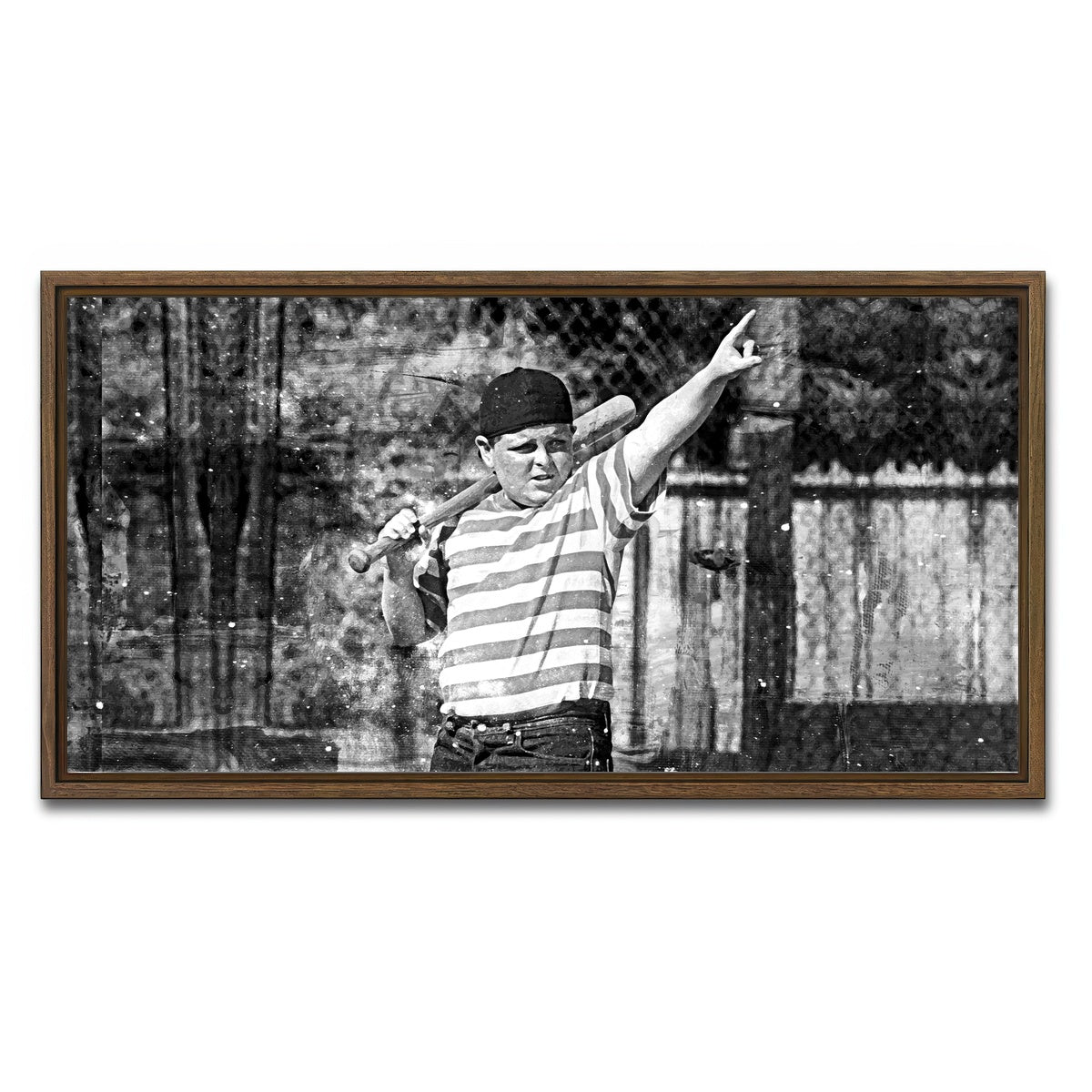 AUTO-MOCKUP WHITE | The Sandlot Grayscale | 1 Piece | Walnut Framed Canvas | group=2x1