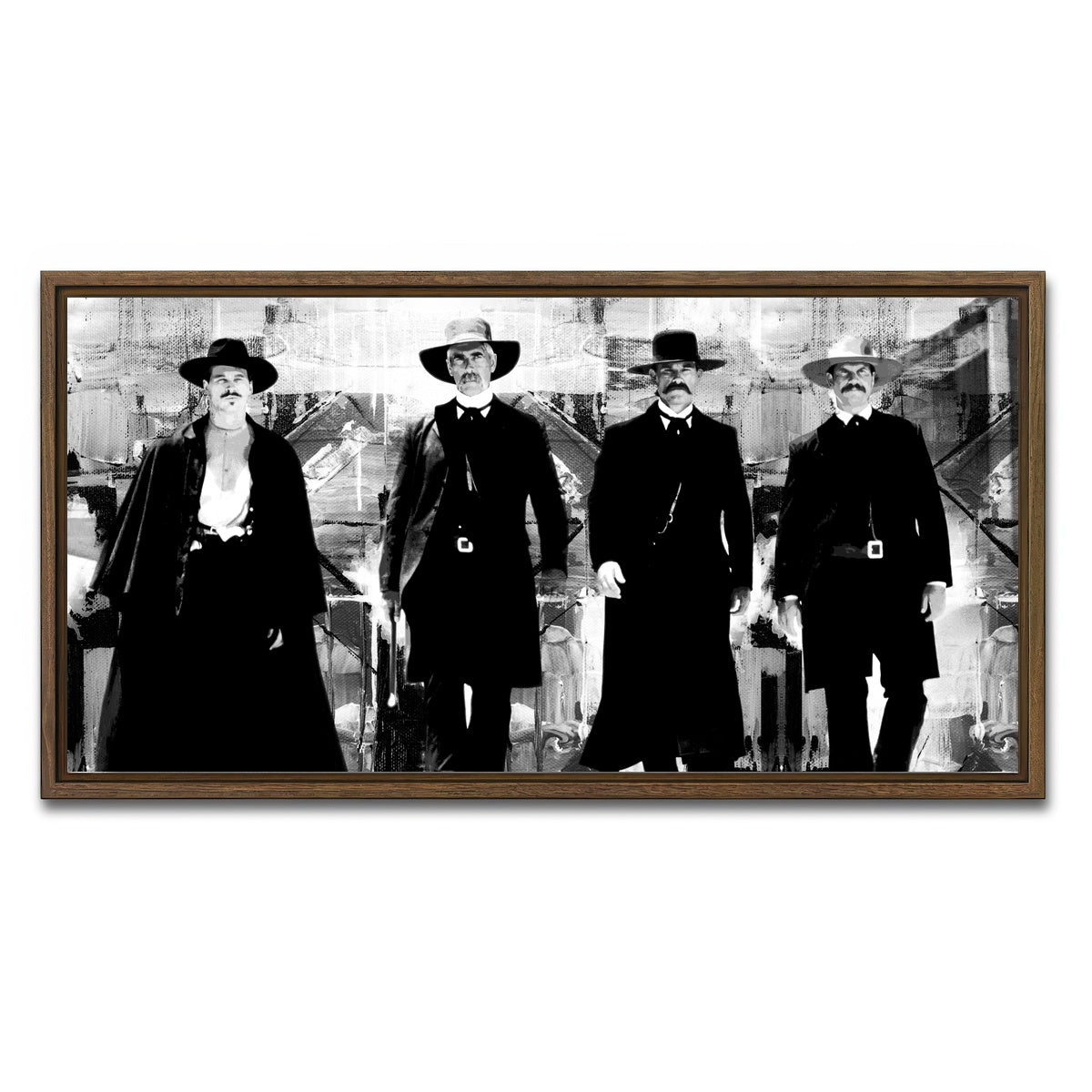 AUTO-MOCKUP WHITE | Tombstone Grayscale | 1 Piece | Walnut Framed Canvas | group=2x1