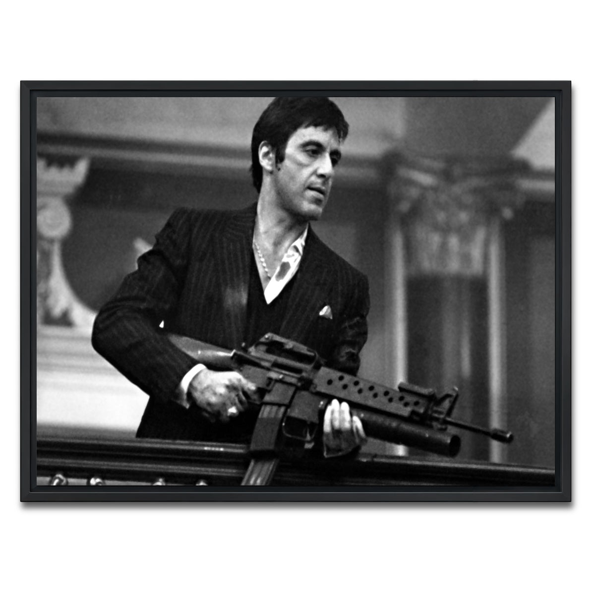 AUTO-MOCKUP WHITE | Tony Montana | 1 Piece | Black Framed Canvas | group=4x3