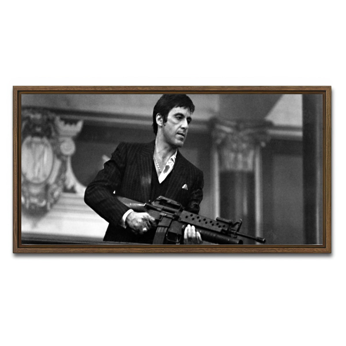 AUTO-MOCKUP WHITE | Tony Montana | 1 Piece | Walnut Framed Canvas | group=2x1