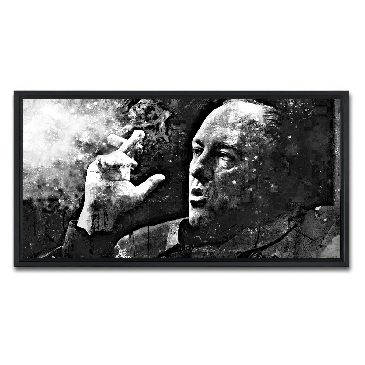 AUTO-MOCKUP WHITE | Tony Soprano Grayscale | 1 Piece | Black Framed Canvas | group=2x1