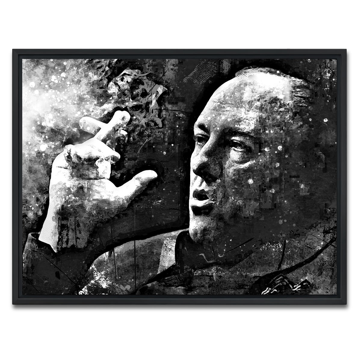 AUTO-MOCKUP WHITE | Tony Soprano Grayscale | 1 Piece | Black Framed Canvas | group=4x3