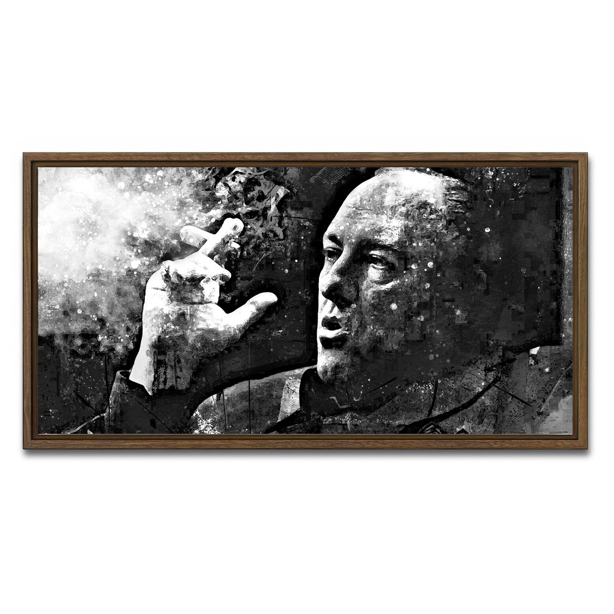 AUTO-MOCKUP WHITE | Tony Soprano Grayscale | 1 Piece | Walnut Framed Canvas | group=2x1