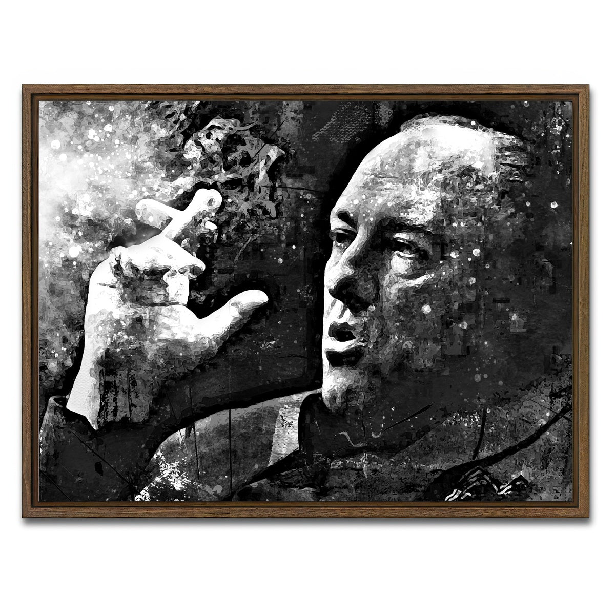 AUTO-MOCKUP WHITE | Tony Soprano Grayscale | 1 Piece | Walnut Framed Canvas | group=4x3