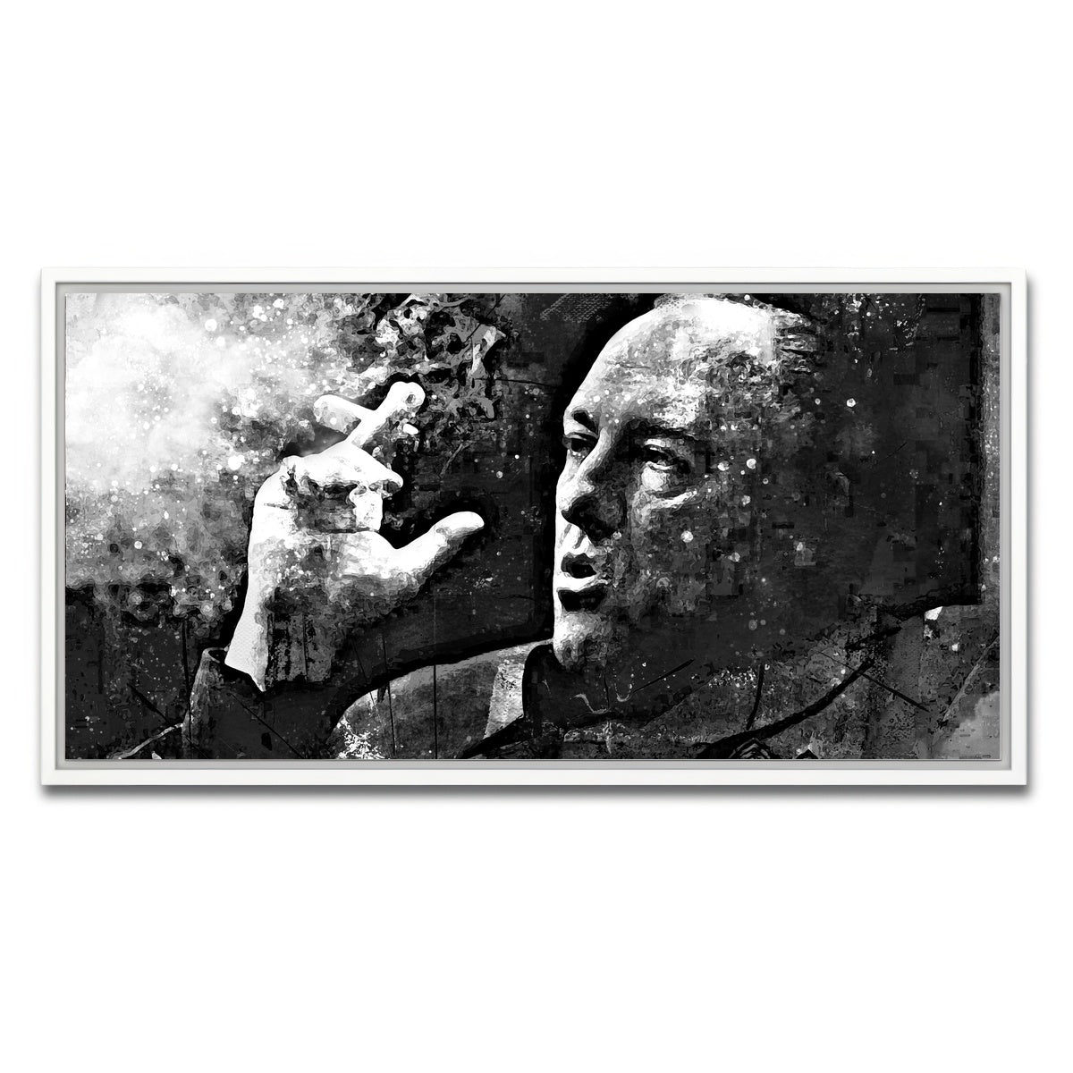 AUTO-MOCKUP WHITE | Tony Soprano Grayscale | 1 Piece | White Framed Canvas | group=2x1