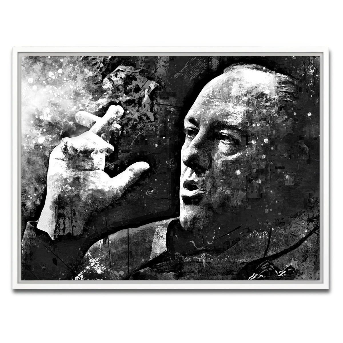 AUTO-MOCKUP WHITE | Tony Soprano Grayscale | 1 Piece | White Framed Canvas | group=4x3