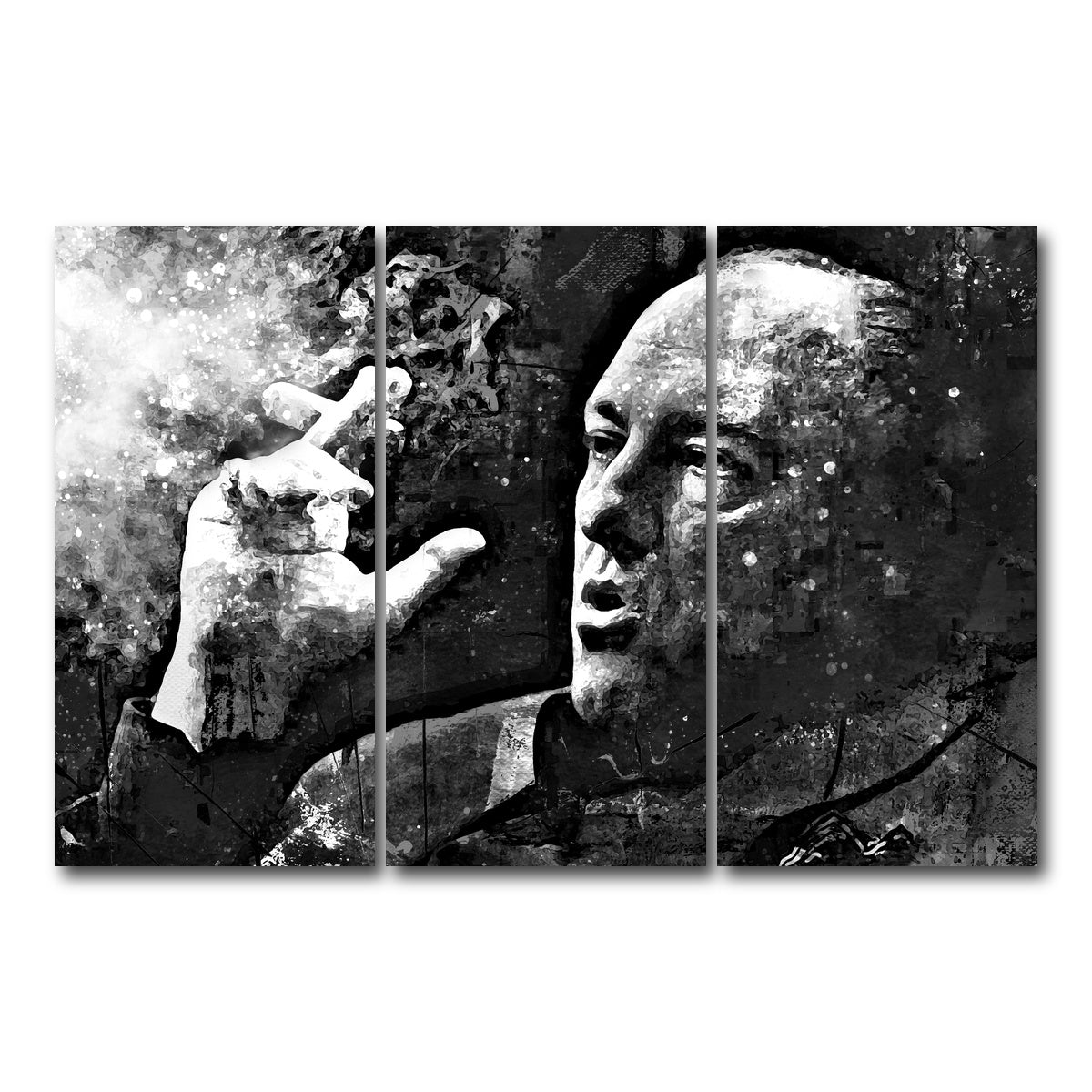 AUTO-MOCKUP WHITE | Tony Soprano Grayscale | 3 Piece | Gallery Wrap Canvas | group=12x24