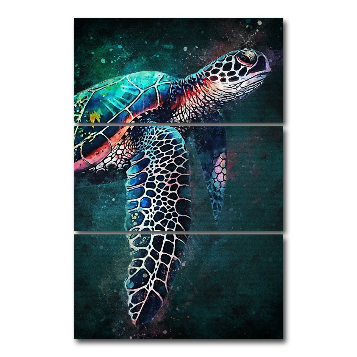 AUTO-MOCKUP WHITE | Turtle Abstract | 3 Piece | Gallery Wrap Canvas | group=12x24_stacked
