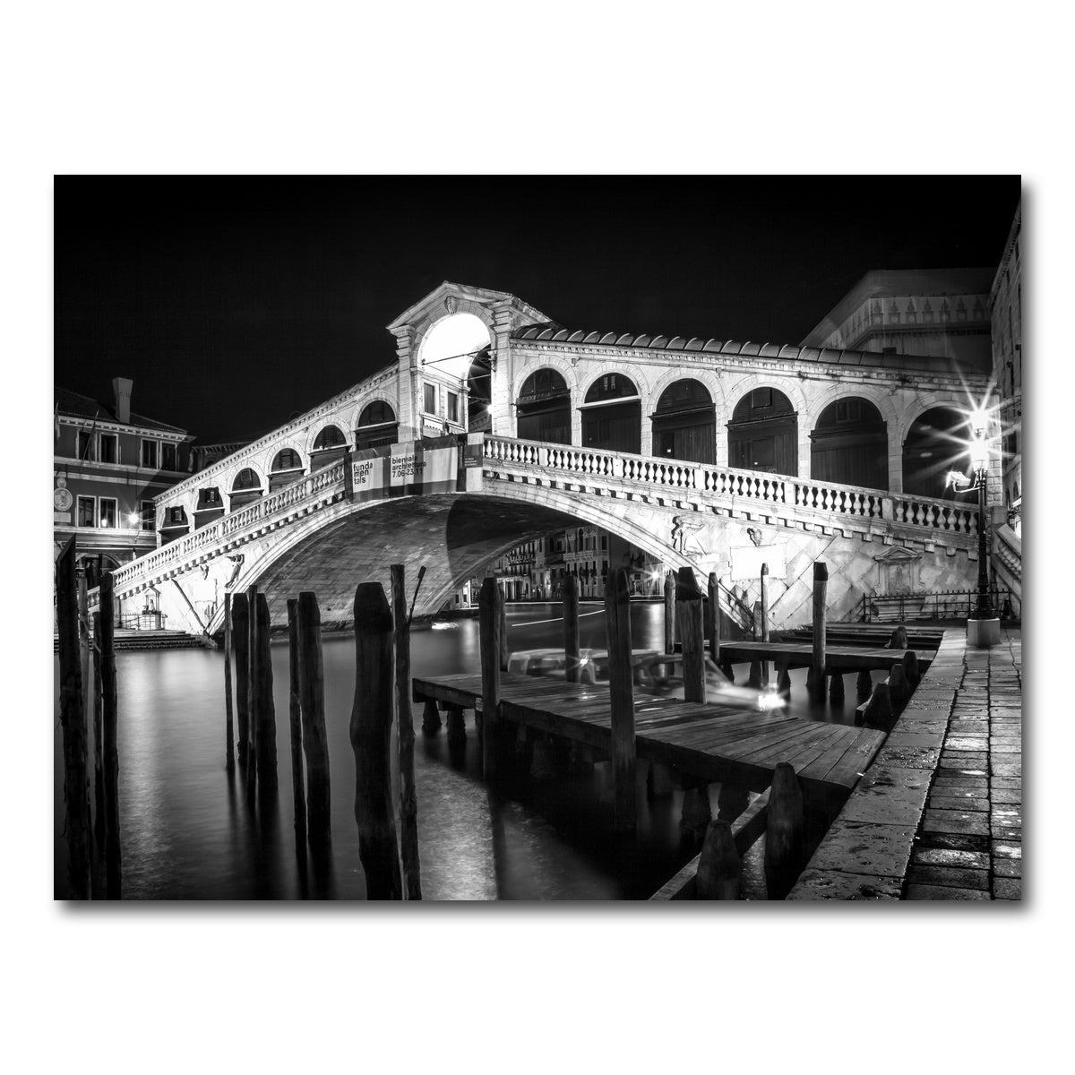 AUTO-MOCKUP WHITE | Venice Rialto Bridge at Night | 1 Piece | Gallery Wrap Canvas | group=4x3
