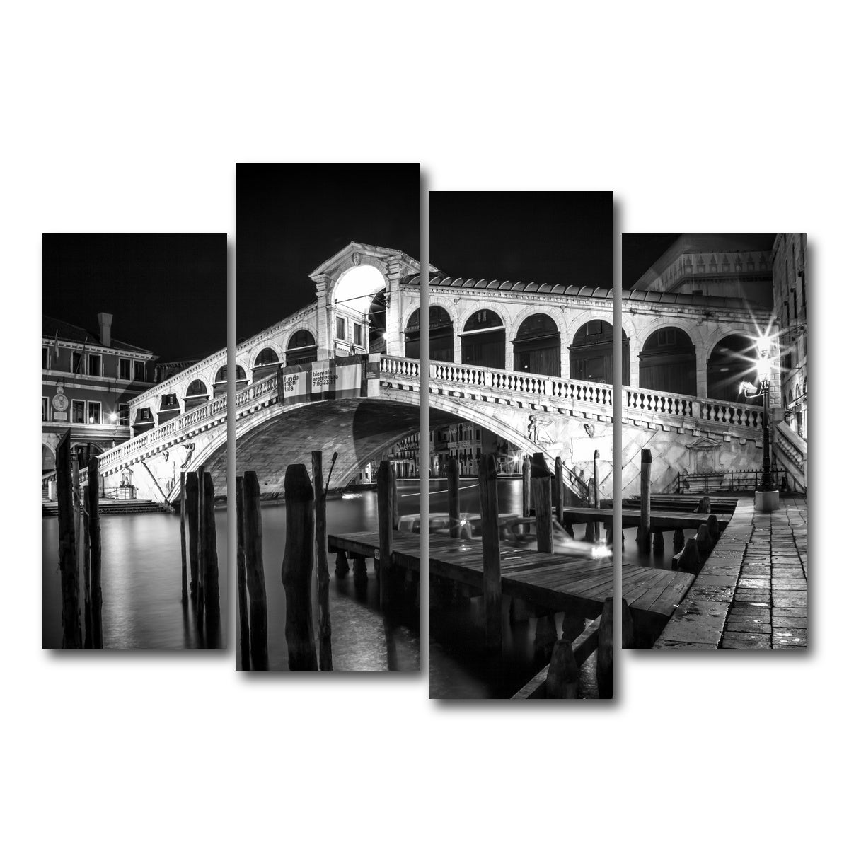 AUTO-MOCKUP WHITE | Venice Rialto Bridge at Night | 4 Piece | Gallery Wrap Canvas | group=4_normal