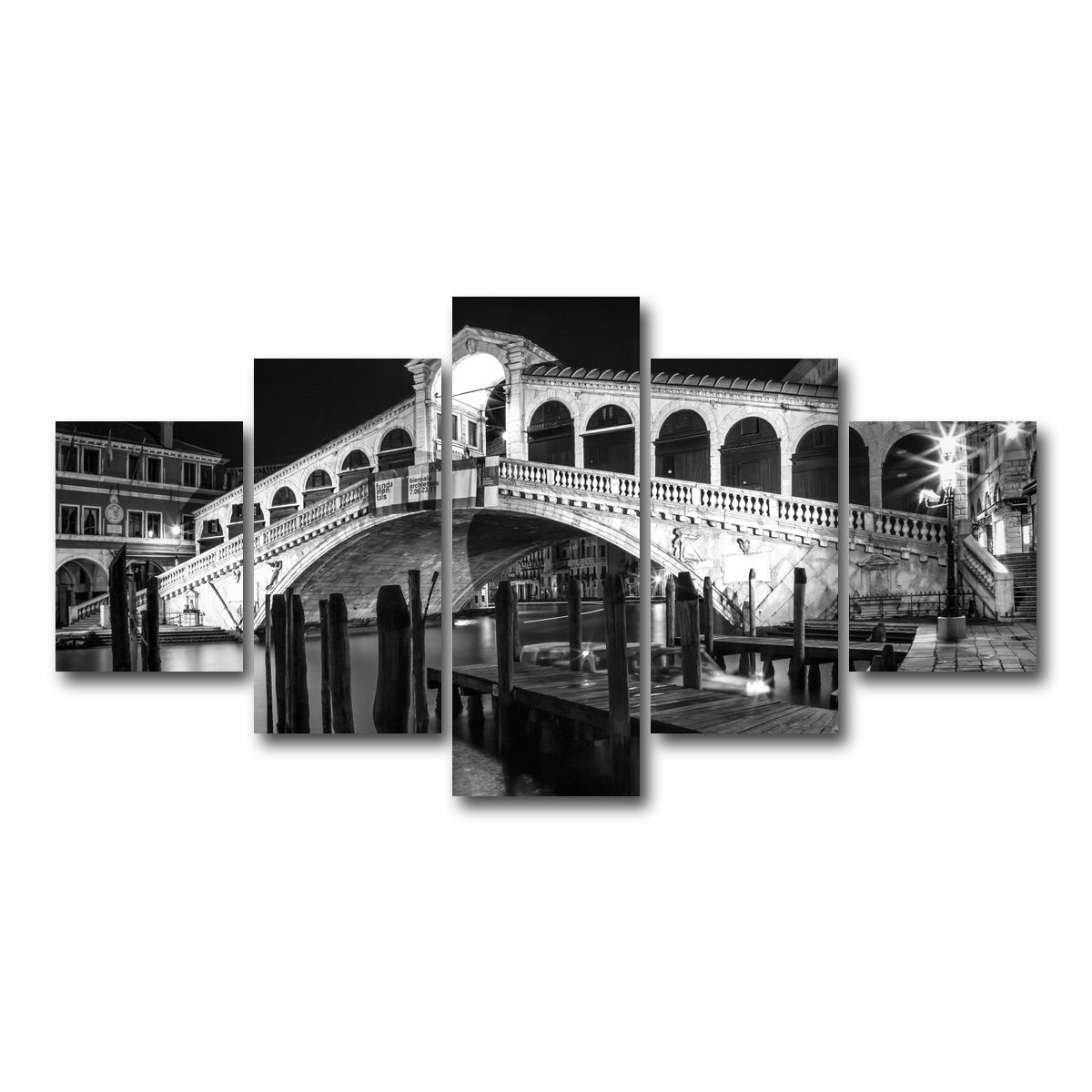 AUTO-MOCKUP WHITE | Venice Rialto Bridge at Night | 5 Piece | Gallery Wrap Canvas | group=5_short