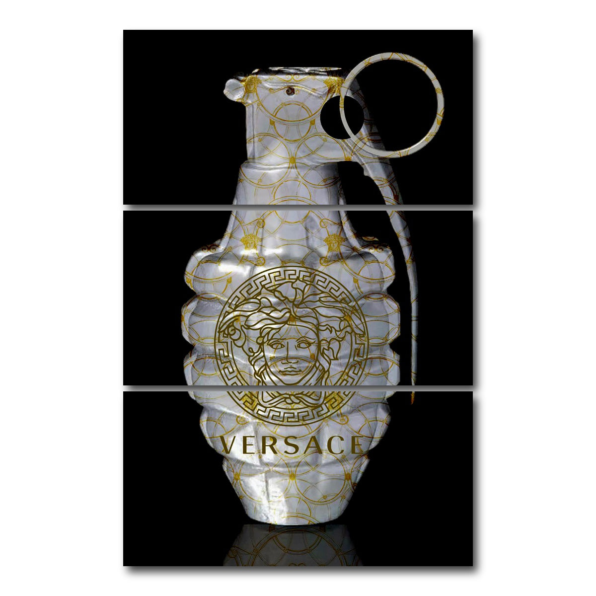 AUTO-MOCKUP WHITE | Versace Grenade | 3 Piece | Gallery Wrap Canvas | group=12x24_stacked