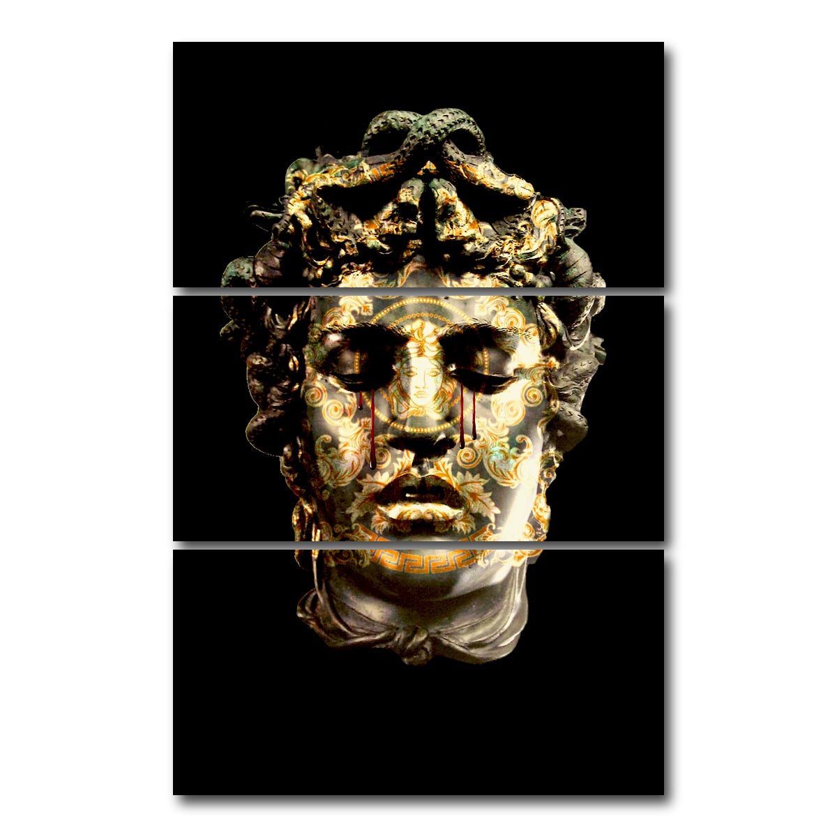 AUTO-MOCKUP WHITE | Versace Tears | 3 Piece | Gallery Wrap Canvas | group=12x24_stacked