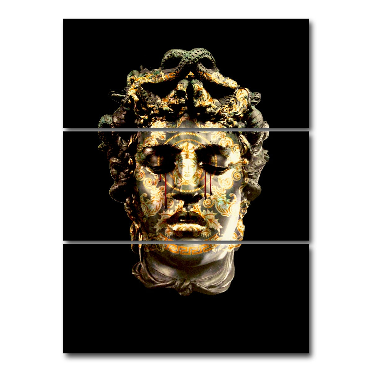 AUTO-MOCKUP WHITE | Versace Tears | 3 Piece | Gallery Wrap Canvas | group=8x18_stacked