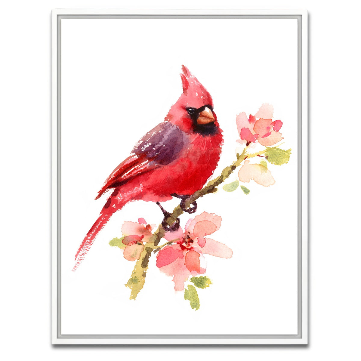 AUTO-MOCKUP WHITE | Watercolor Cardinal | 1 Piece | White Framed Canvas | group=3x4