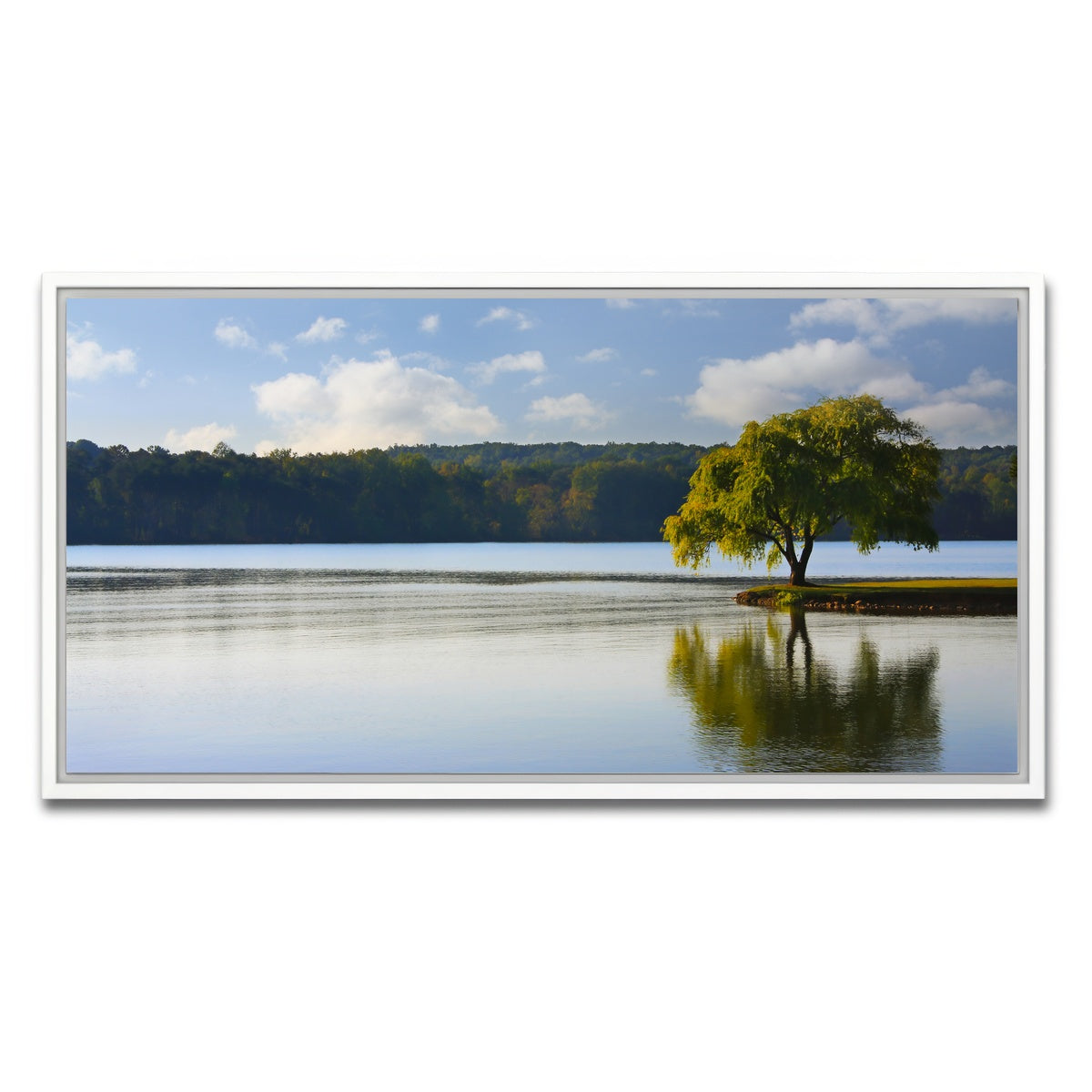AUTO-MOCKUP WHITE | Willow tree on the Tennessee River | 1 Piece | White Framed Canvas | group=2x1