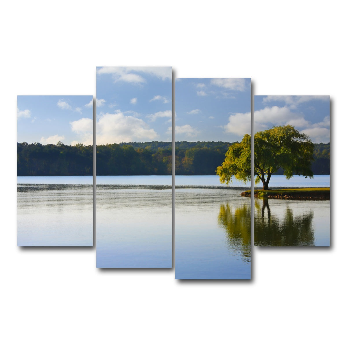 AUTO-MOCKUP WHITE | Willow tree on the Tennessee River | 4 Piece | Gallery Wrap Canvas | group=4_short