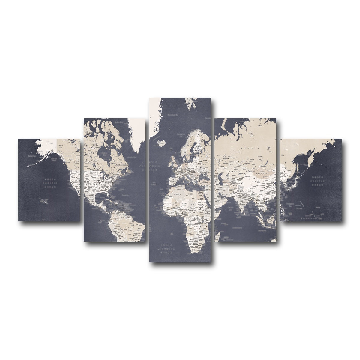 AUTO-MOCKUP WHITE | World Map 28 | 5 Piece | Gallery Wrap Canvas | group=5_short