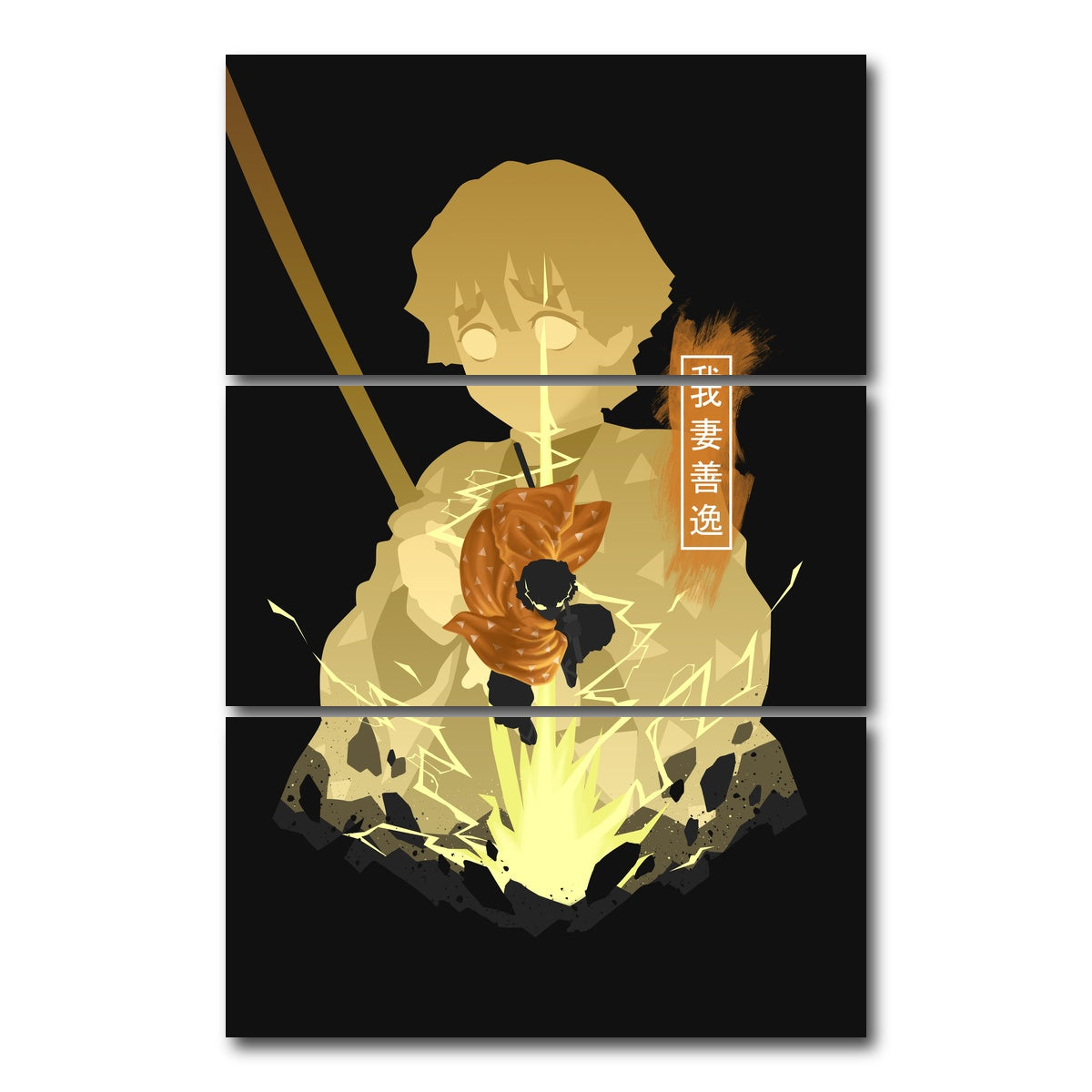 AUTO-MOCKUP WHITE | Zenitsu | 3 Piece | Gallery Wrap Canvas | group=12x24_stacked