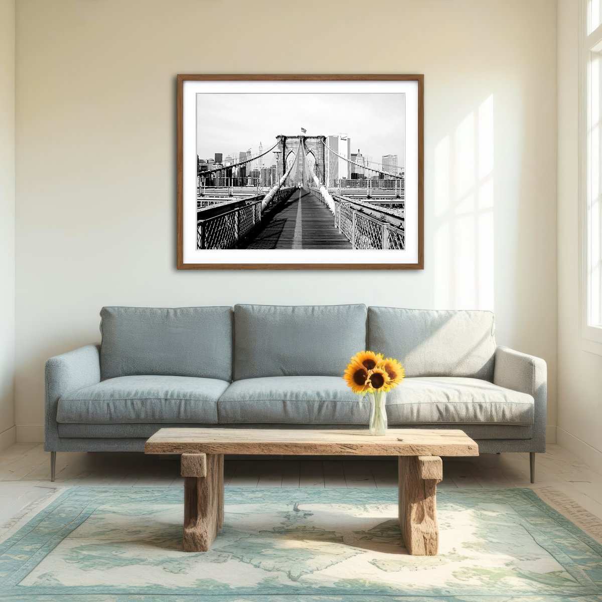 AUTO-MOCKUP ROOM | Brooklyn Bridge Flag Wall Art