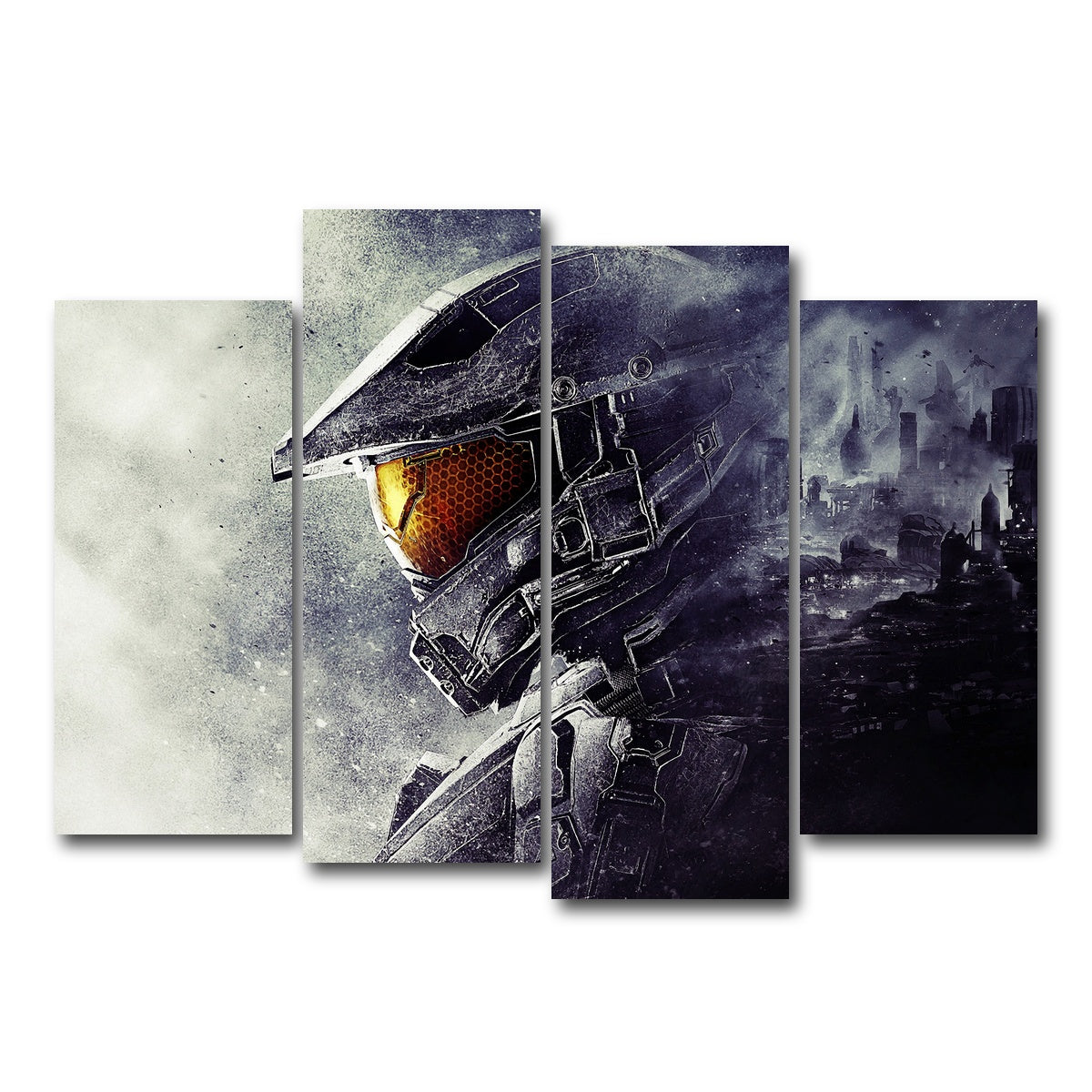 AUTO-MOCKUP WHITE | halo master chief | 4 Piece | Gallery Wrap Canvas | group=4_normal