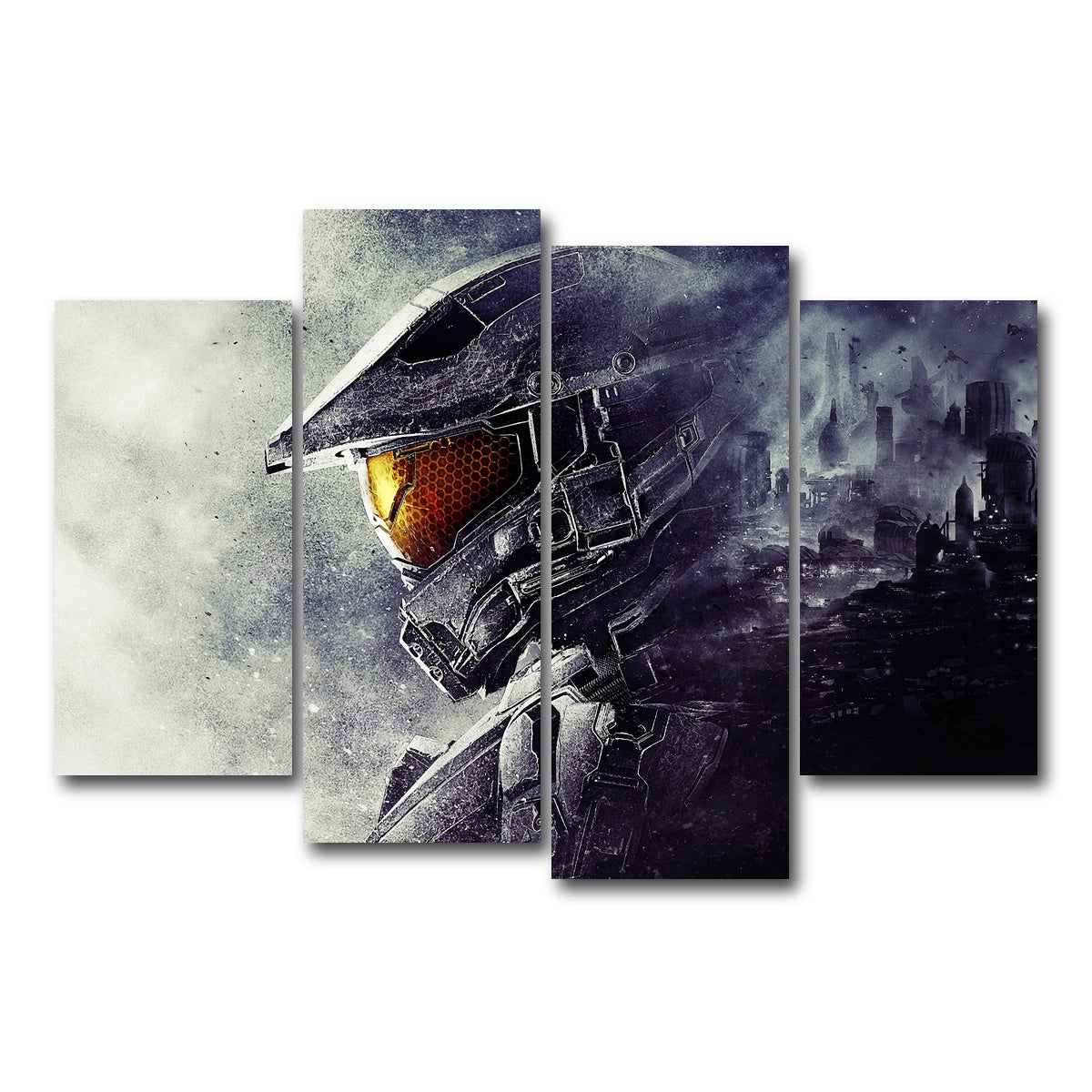 AUTO-MOCKUP WHITE | halo master chief | 4 Piece | Gallery Wrap Canvas | group=4_short