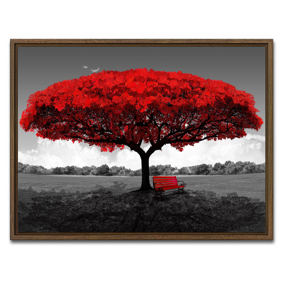 AUTO-MOCKUP WHITE | red tree | 1 Piece | Walnut Framed Canvas | group=4x3