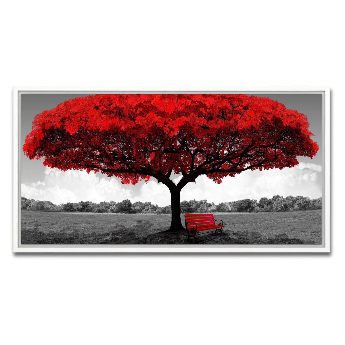 AUTO-MOCKUP WHITE | red tree | 1 Piece | White Framed Canvas | group=2x1