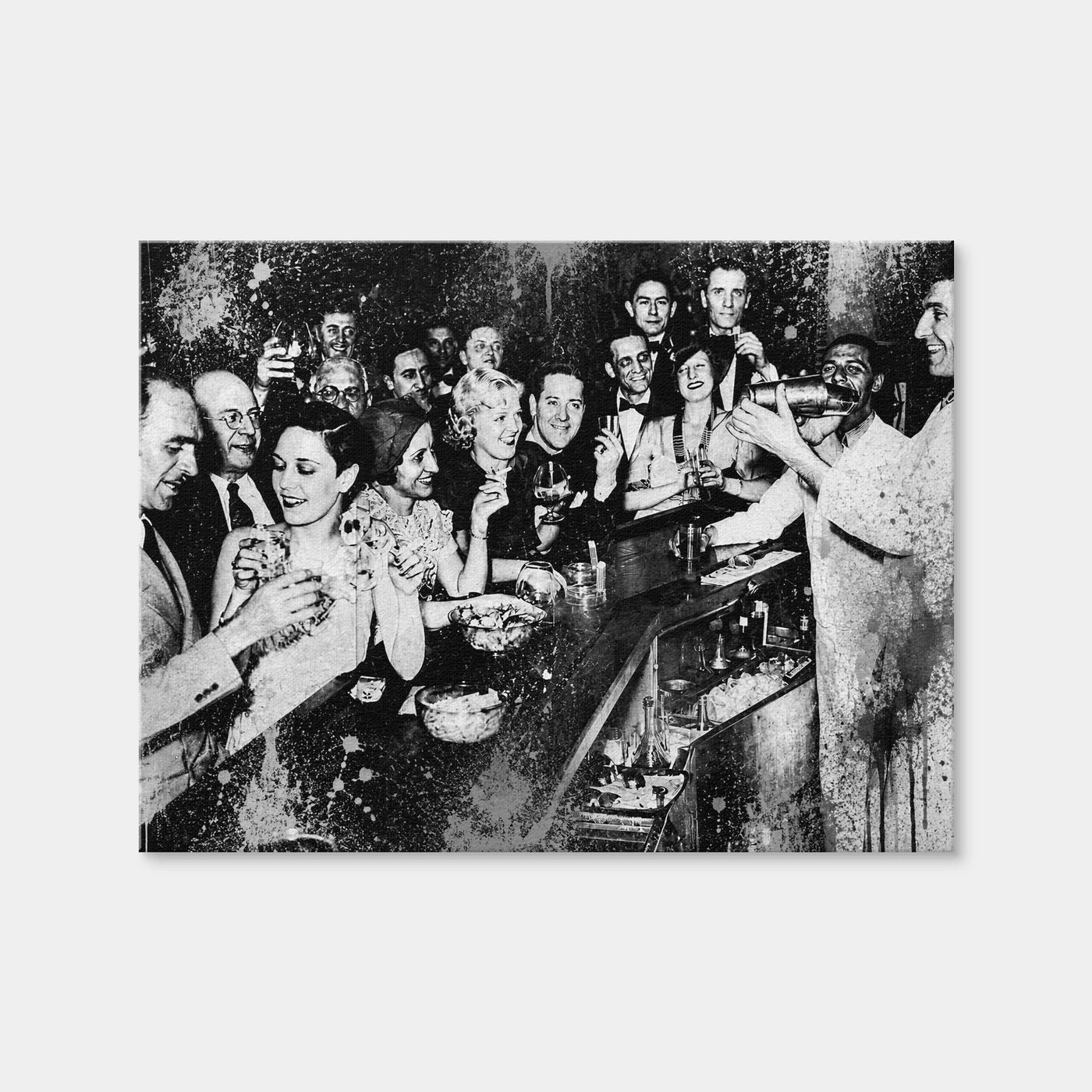 AUTO-MOCKUP WHITE | 1920s Speakeasy Party Grayscale | 1 Piece | Gallery Wrap Canvas | group=4x3