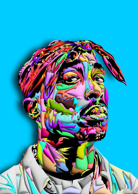 2pac Blue Wall Art