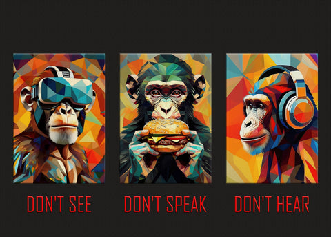 3 Wise Monkeys Wall Art