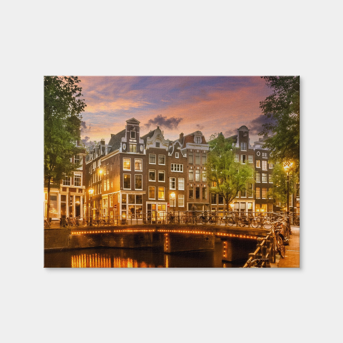 AUTO-MOCKUP WHITE | Amsterdam Impression From Singel | 1 Piece | Gallery Wrap Canvas | group=4x3
