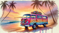 A Hippie Van on a Beach Wall Art