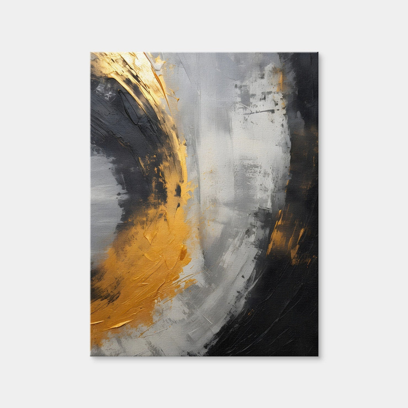 AUTO-MOCKUP WHITE | Abstract - Black Gold Shapes 1 | 1 Piece | Gallery Wrap Canvas | group=3x4
