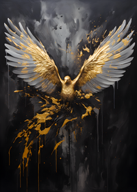 Abstract - Black gold eagle 4 Wall Art