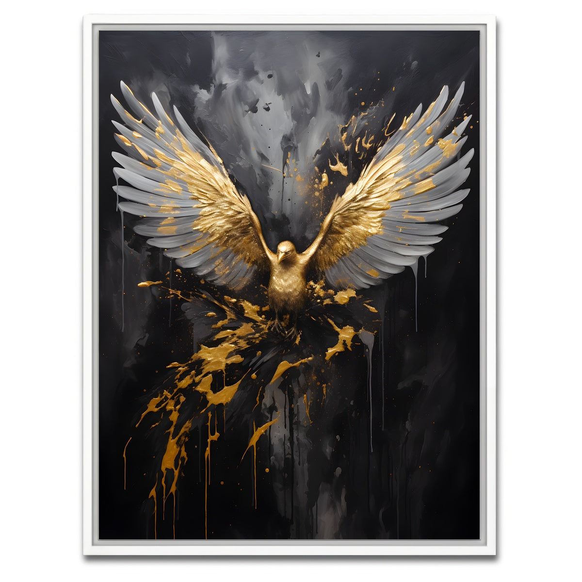 AUTO-MOCKUP WHITE | Abstract - Black gold eagle 4 | 1 Piece | White Framed Canvas | group=3x4
