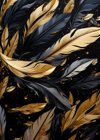 Abstract - Black gold feather 1 Wall Art