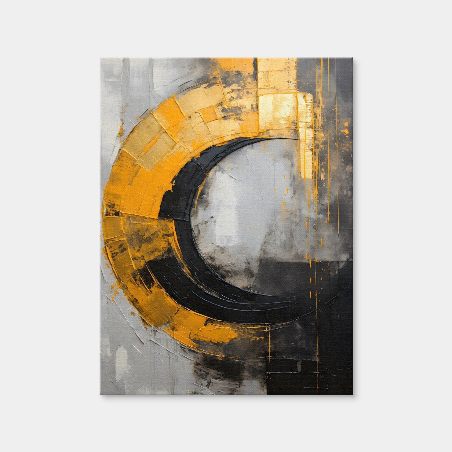 AUTO-MOCKUP WHITE | Abstract - Black Gold Shapes 10 | 1 Piece | Gallery Wrap Canvas | group=3x4