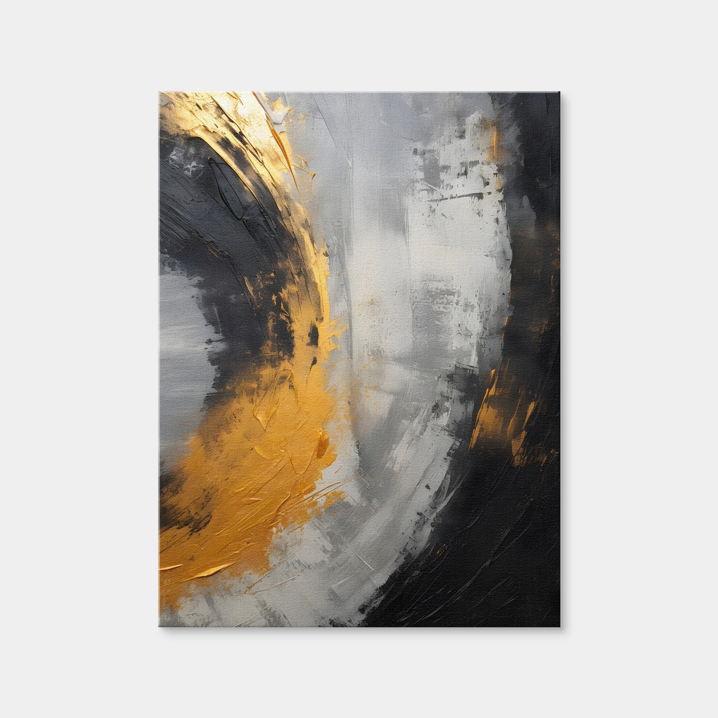 AUTO-MOCKUP WHITE | Abstract - Black Gold Shapes 1 | 1 Piece | Gallery Wrap Canvas | group=3x4