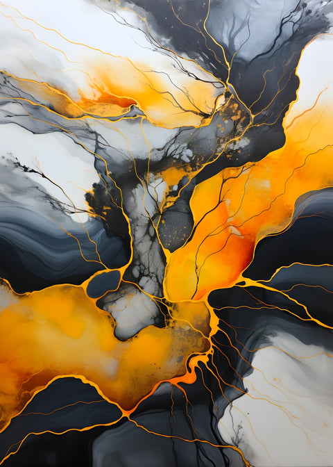 Abstract - Black gold waves 4 Wall Art