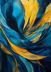 Abstract - Blue gold feather 1 Wall Art