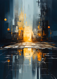 Abstract - Blue gold shapes 11 Wall Art