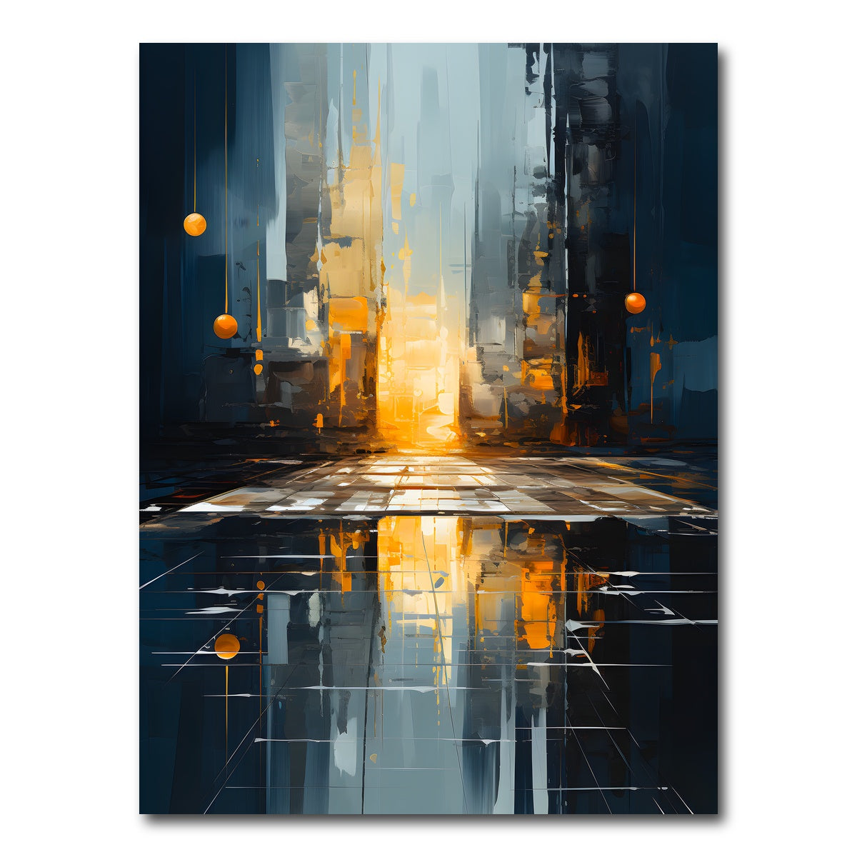 AUTO-MOCKUP WHITE | Abstract - Blue gold shapes 11 | 1 Piece | Gallery Wrap Canvas | group=3x4