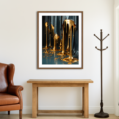 AUTO-MOCKUP ROOM | Abstract - Blue Gold Shapes 13 Wall Art