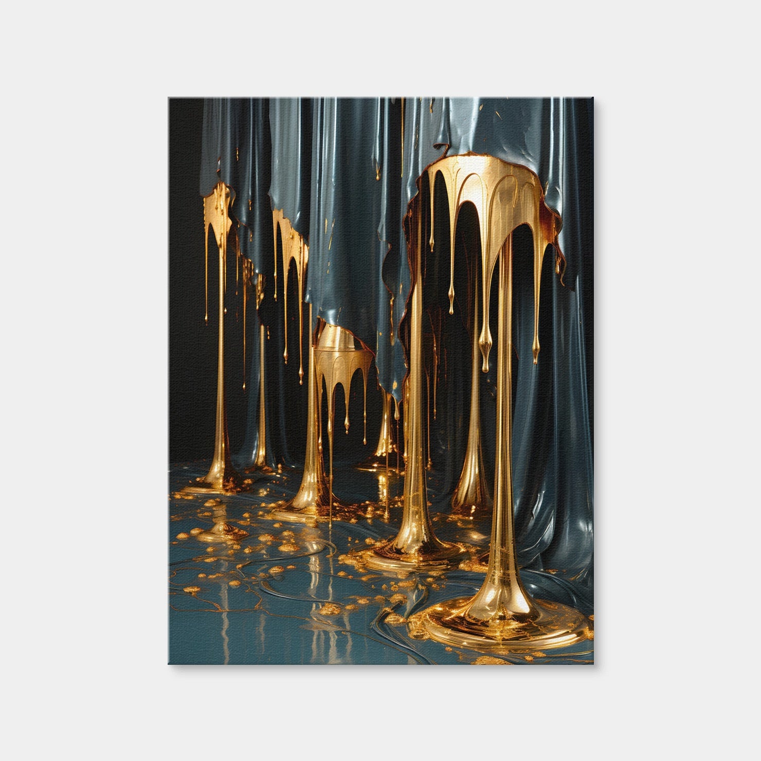 AUTO-MOCKUP WHITE | Abstract - Blue Gold Shapes 13 | 1 Piece | Gallery Wrap Canvas | group=3x4