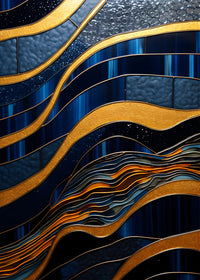 Abstract - Blue gold shapes 18 Wall Art