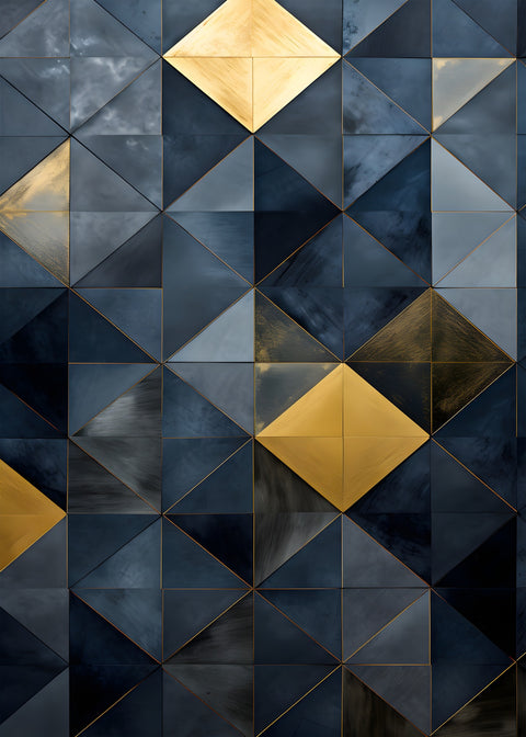 Abstract - Blue gold shapes 23 Wall Art