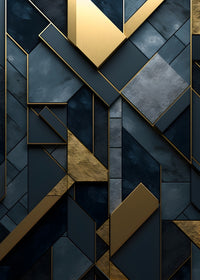 Abstract - Blue gold shapes 3 Wall Art